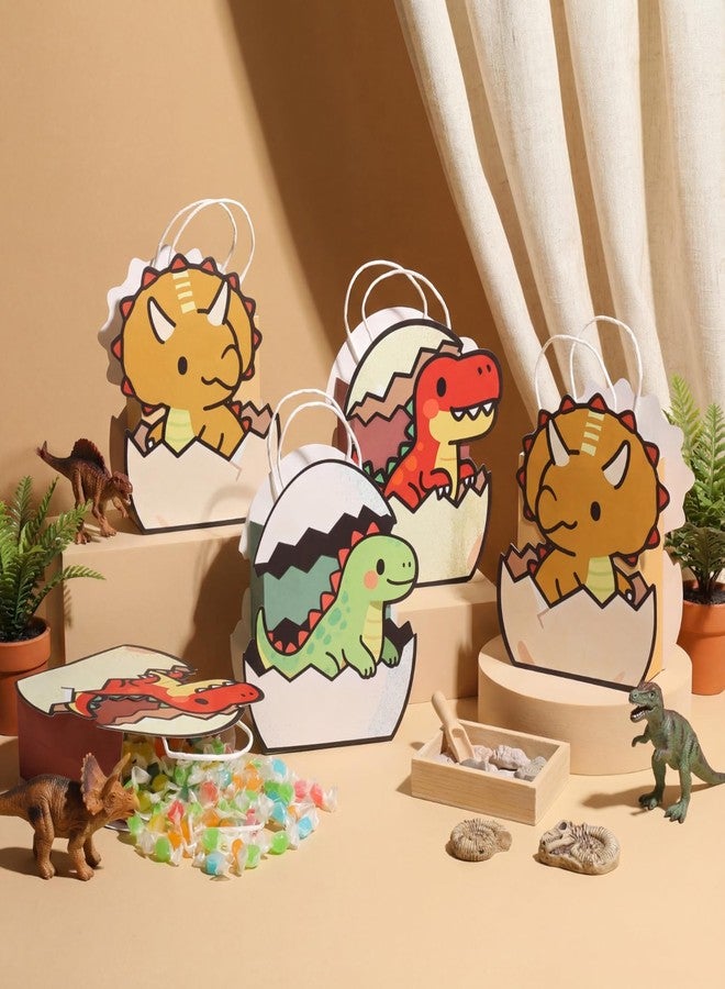 Tosstuki 24 Pcs Dinosaur Party Favor Bags 3D Dinosaur Birthday Gift Goodie Bags with Handles Little Dino Treat Paper Bag for Candy Dino Themed Birthday Party Decorations Supplies - Image 5